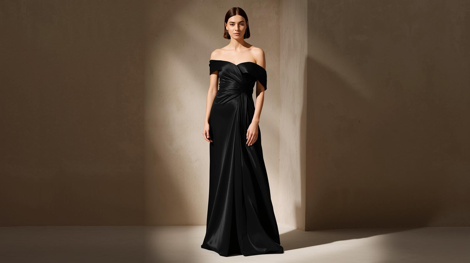 Black Matte Evening Gown
