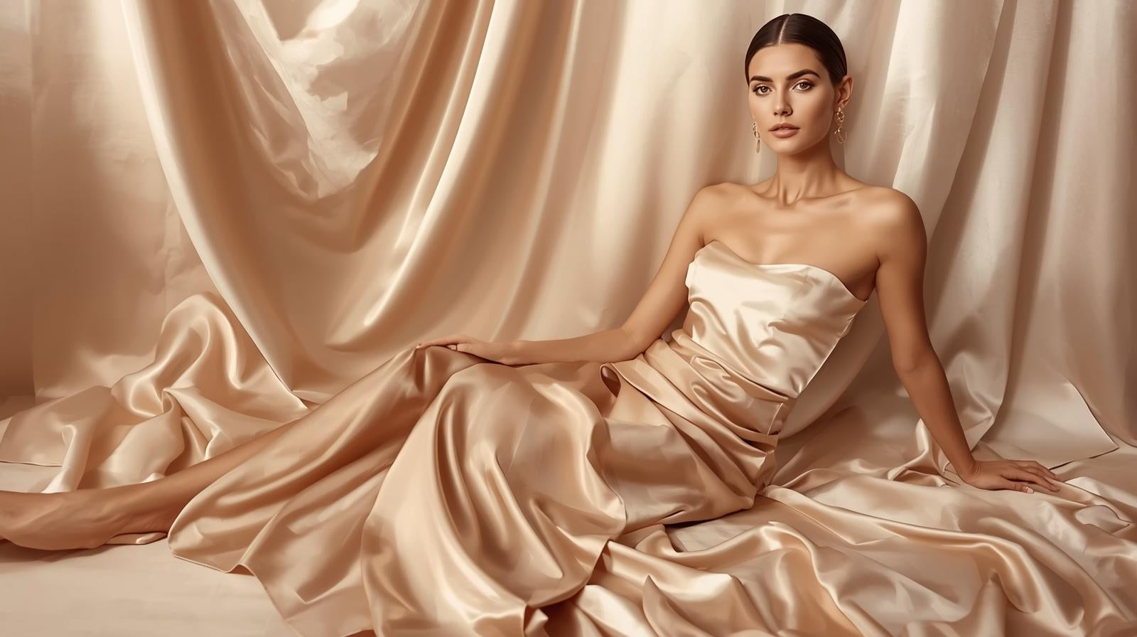 Champagne Satin Slip Dress