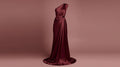 Ruby Satin One-Shoulder Gown
